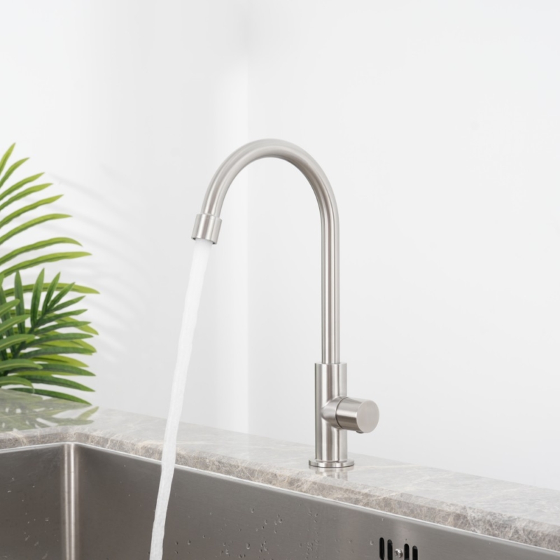 EB-120 sento stainless steel self closing tap with swivel spout