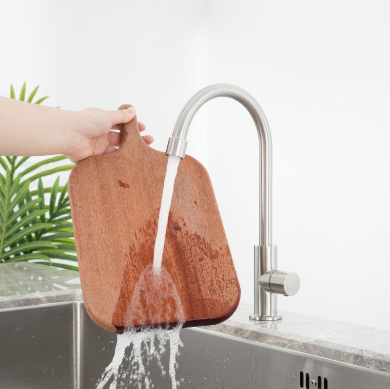 EB-120 sento stainless steel swan neck self closing push tap with anti splashing design