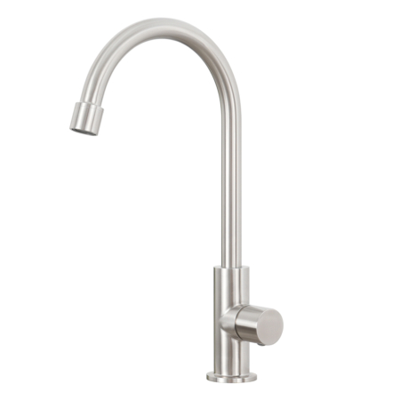 EB-120 sento stainless steel self closing push tap with swivel swan neck spout