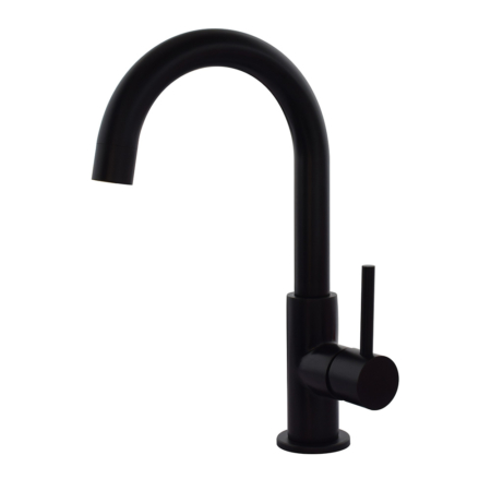 A-63A Sento stainless steel single hole single handle italian basin faucet with high arc swival spout with matte black color