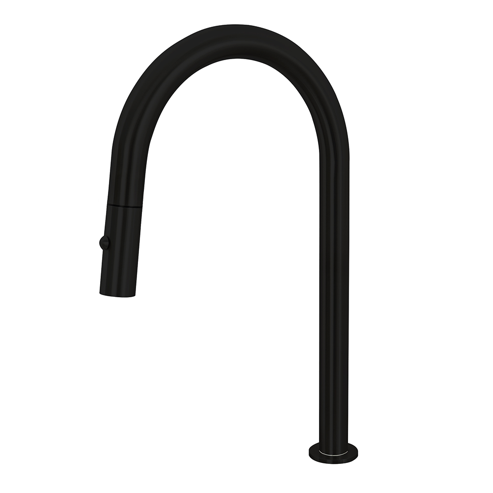 B-483-BK B-483 Sento stainless steel minmal C-shape swival spout with pull out spayer, MATTE BLACK
