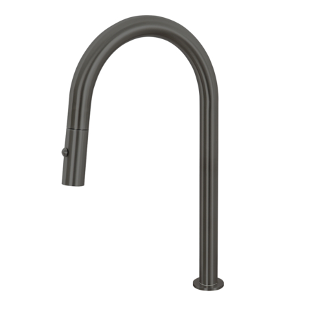 B-483 Sento stainless steel minmal C-shape swival spout with pull out spayer PVD Gun Metal