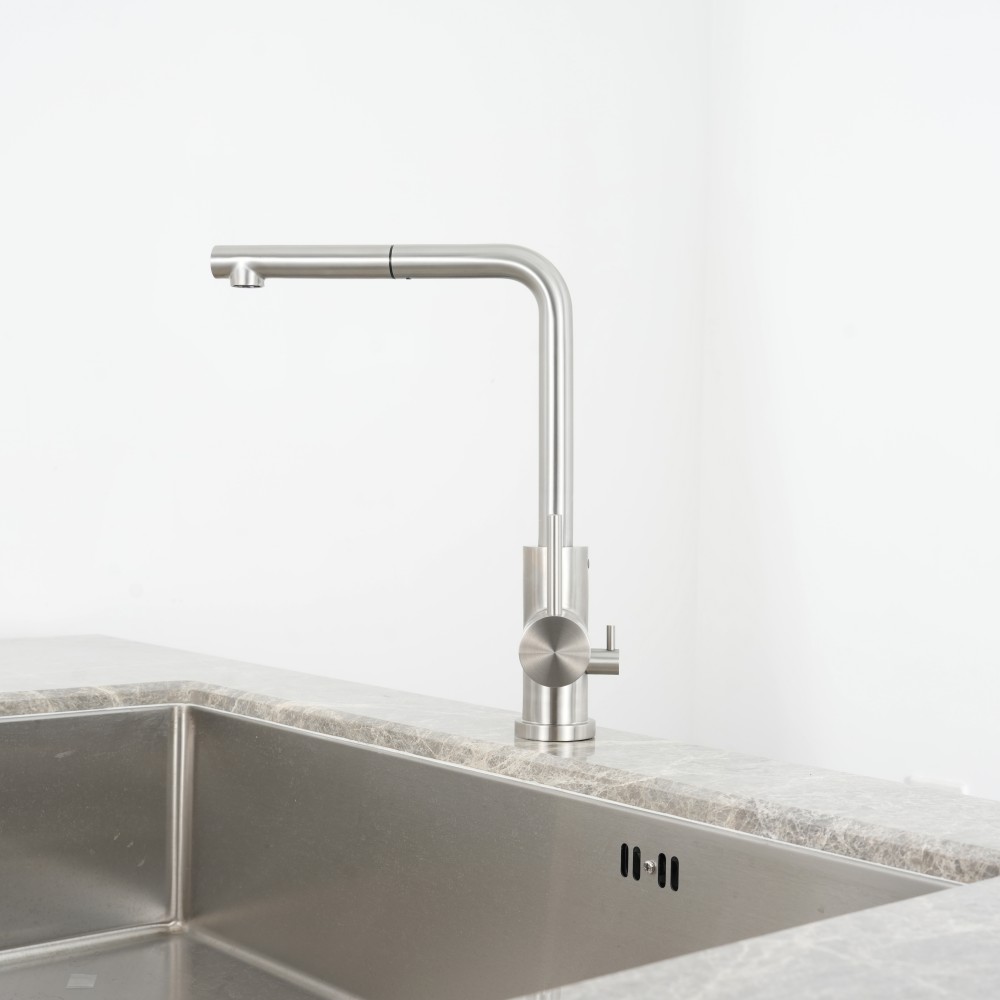 CS-116A-1 (1) CS-116A Sento stainless steel pull out dishwashing kitchen faucet with L shape spout