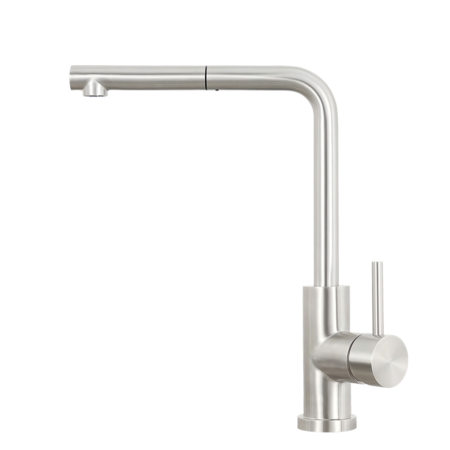 CS-116A Sento stainless steel pull out kitchen faucet with L shape spout and dishwashing valve