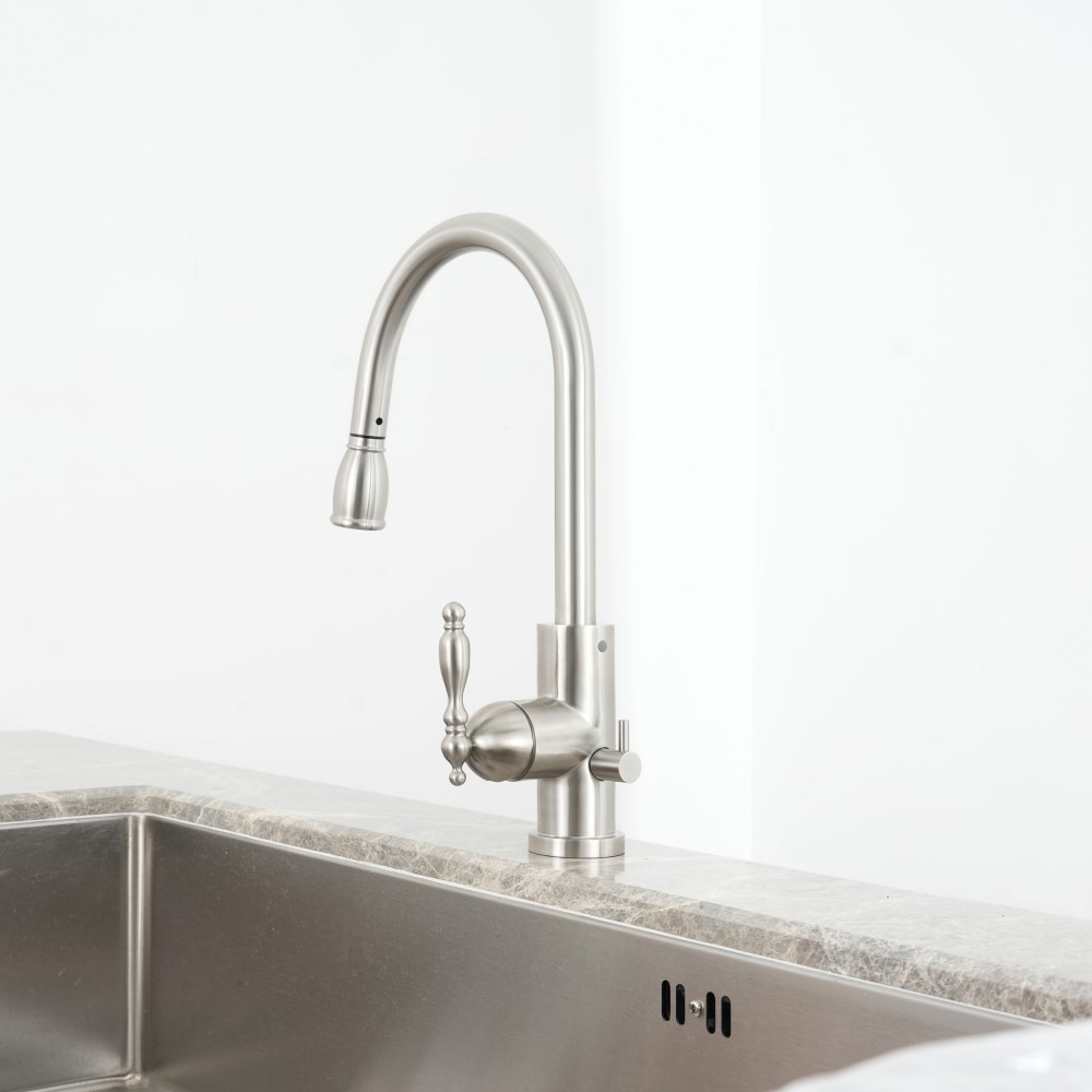 CS-116B-1 CS-116B stainless steel Retro pull out dishwasher kitchen faucet with C shape vintage head