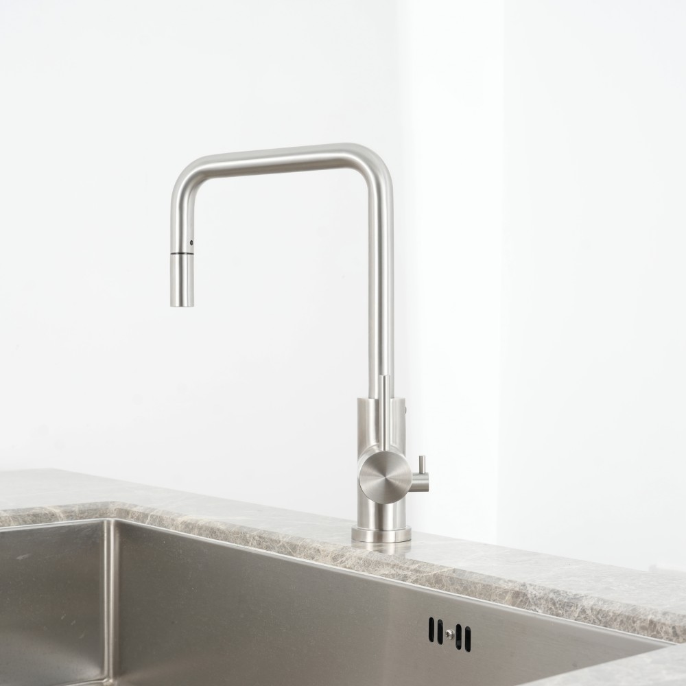 CS-116C-1 (1) CS-116C Sento stainless steel pull out dishwashing kitchen faucet with u shape spout