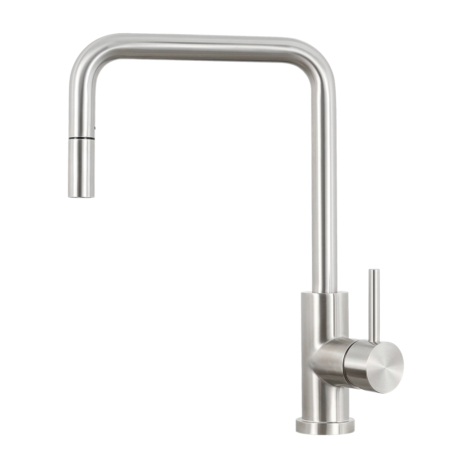 CS-116C Sento stainless steel pull out kitchen faucet with U shape spout and dishwashing valve