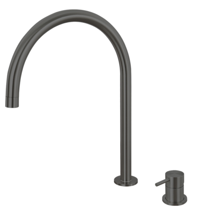 G-10P+B-481 Sento stainless steel Single lever countertop basin mixer,C shape, Gun metal